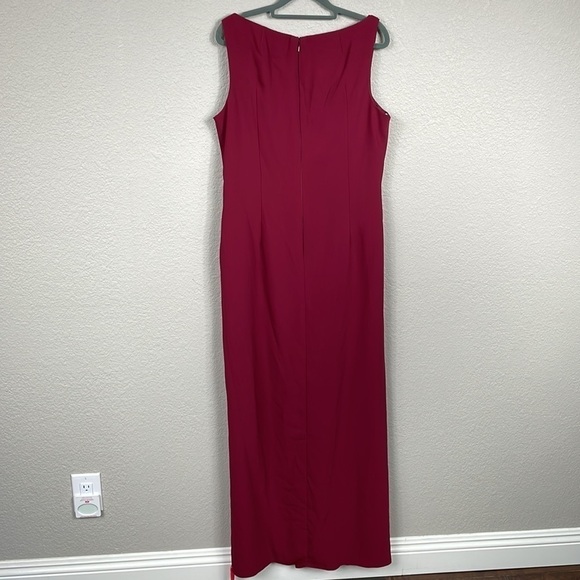 NWT Jenny Packham V Neck Crepe Column Gown Bridesmaid Dress Burgundy Sz 16 - Picture 5 of 11